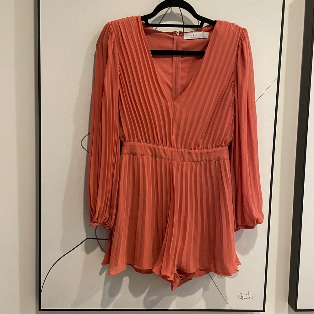 Orange Pleated Romper